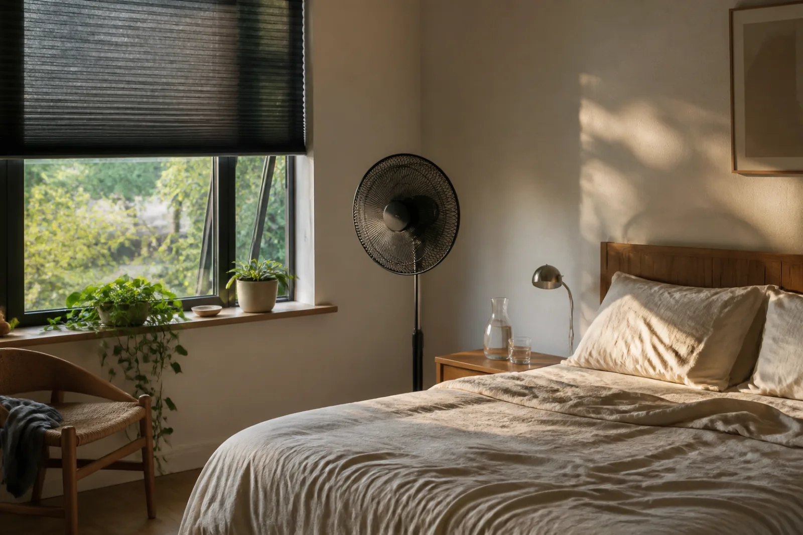 Editorial image for How to Make a Bedroom Feel Cooler at Night Without New HVAC.