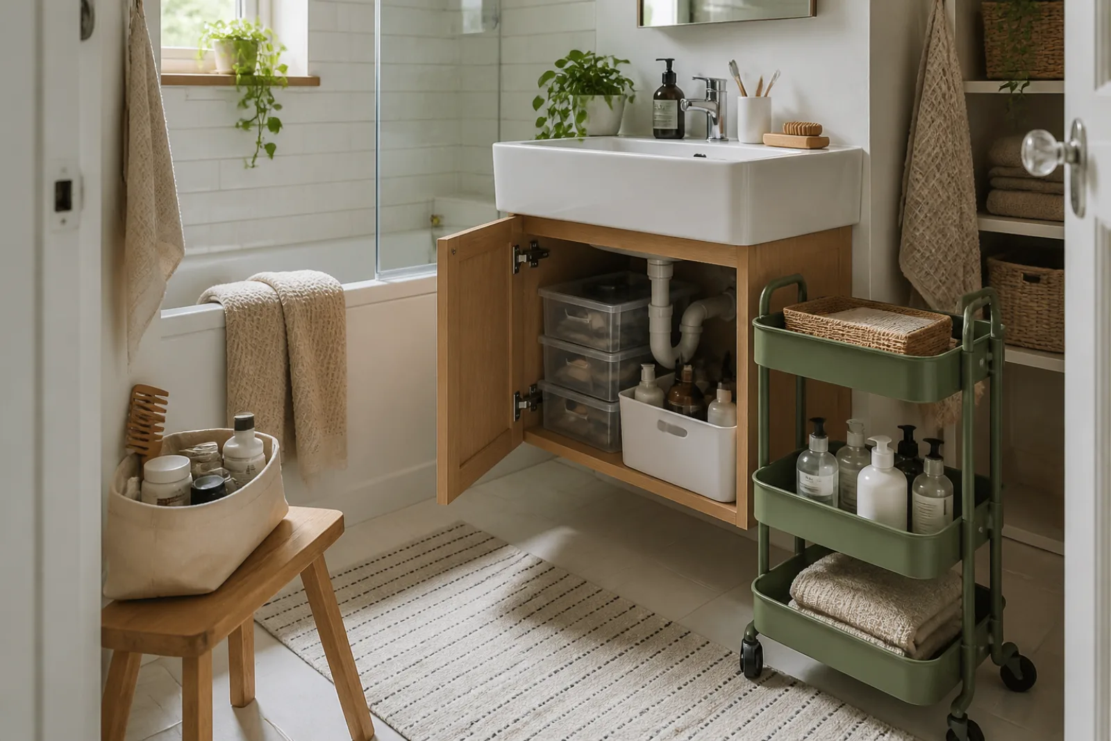 Editorial image for How to Organize a Small Bathroom Without Fighting the Steam.